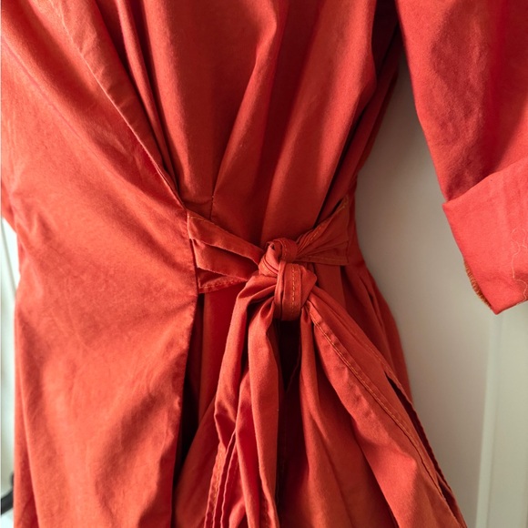 New York & Company Vibrant Red Orange Wrap Dress - Picture 4 of 10